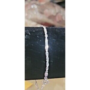 STERLING SILVER Fancy Twisted Herringbone Chain Bracelet 2.5mm x 7.5" Long *NEW*